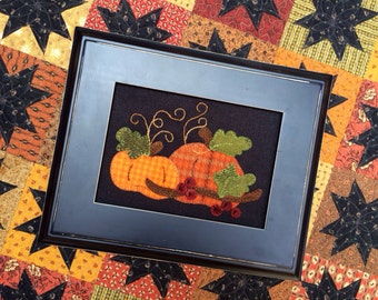 Pumpkin Harvest wool applique pdf pattern