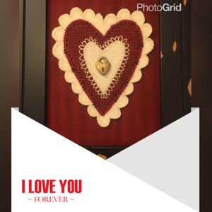 I Love You Forever wool  appliqué PDF pattern