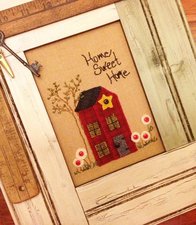 Home Sweet Home Stitchery and Wool Applique Kit and Pattern Etsy