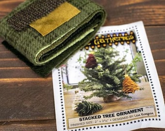 Primitive Gatherings "Stacked Tree Ornament" in Green -- pattern included to make more in every color