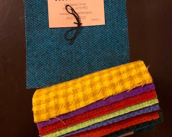 Primitive Gatherings Hand Dyed Wool Brights Texture Charm Pack 10 5-inch Squares