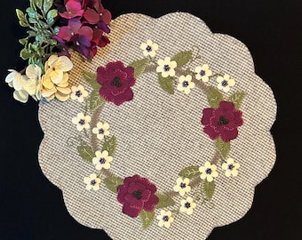 ALFOMBRA DE JARDÍN DE FLORES -- Kit de apliques de lana / Alfombra para velas / Paquete de hilos / Patrón impreso -- ver opciones a continuación