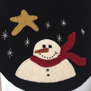 Snowman Candle Mat wool applique PDF digital pattern