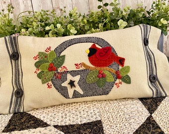 Winters Song -- wool applique kit, pattern with or without pillow insert