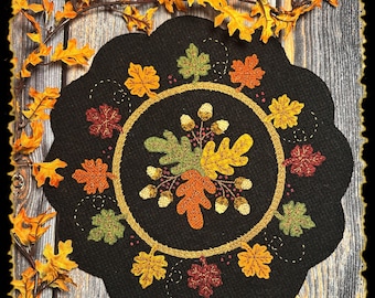 Tapete de hojas de otoño - Kit de apliques de lana / Tapete para velas / Paquete de hilos / Patrón impreso - Ver opciones a continuación