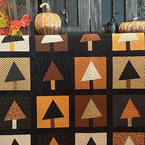 Trees For Sale Quilt Kit – Cheddar & Coal Layer Cake, Raven Muslin