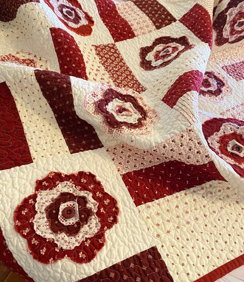 Whimsy Flowers Two QUILT KIT and Pattern Primitive Etsy