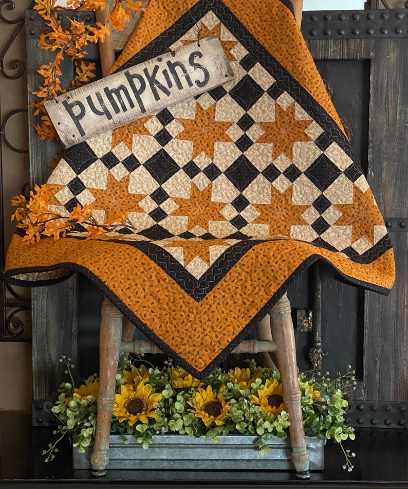 Fall Stars PDF quilt pattern Fall Quilt Instant Download image 1