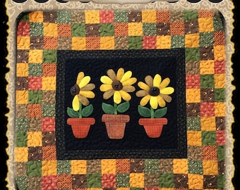Potted Sunflowers wool applique PDF pattern