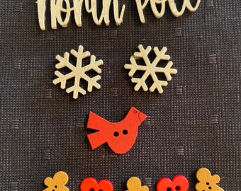 North Pole Gnome -- EXTRA button pack (one is included in the kit)  -- Woolie Christmas Gnome block #9