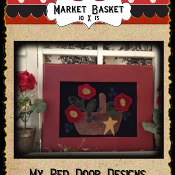 Market Basket wool applique PDF pattern
