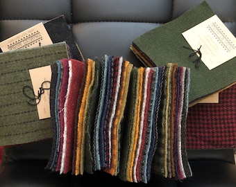 Primitive Gatherings met de hand geverfde wol, assorti bedelset van 10 vierkanten van 5 inch