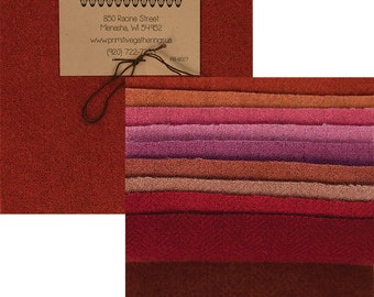Primitive Gatherings Hand Dyed Wool Primitive #3 Charm Pack 10 5-inch Squares