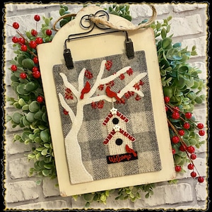 BIRD HOUSE series &quot;Winters Welcome&quot; -- KIT & pattern -- #12 December for January Wool Applique