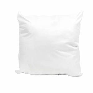 May include: A white pillow with a smooth, plain surface. The pillow is rectangular and has a slightly rounded shape.