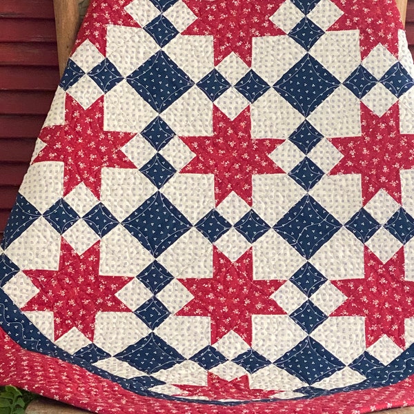 Liberty Stars -- PDF instant download quilt pattern - table topper