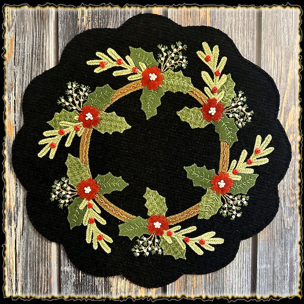 HOLIDAY TRADITION -- Wool applique Kit, Thread pack or printed pattern-- see options below