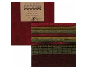 Primitive Gatherings Hand Dyed Wool Holiday Charm Pack 10 5-inch Squares