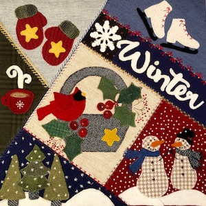 Crazy Seasons Mystery Quilt Block Winter Printed pattern