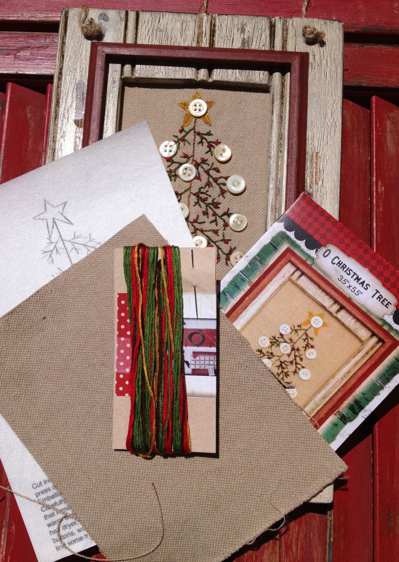 O Christmas Tree Stitchery Kit NOW INCLUDES BUTTONS image 2