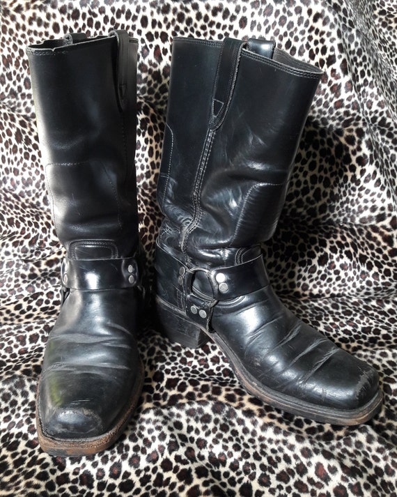 black leather motorcycle boots