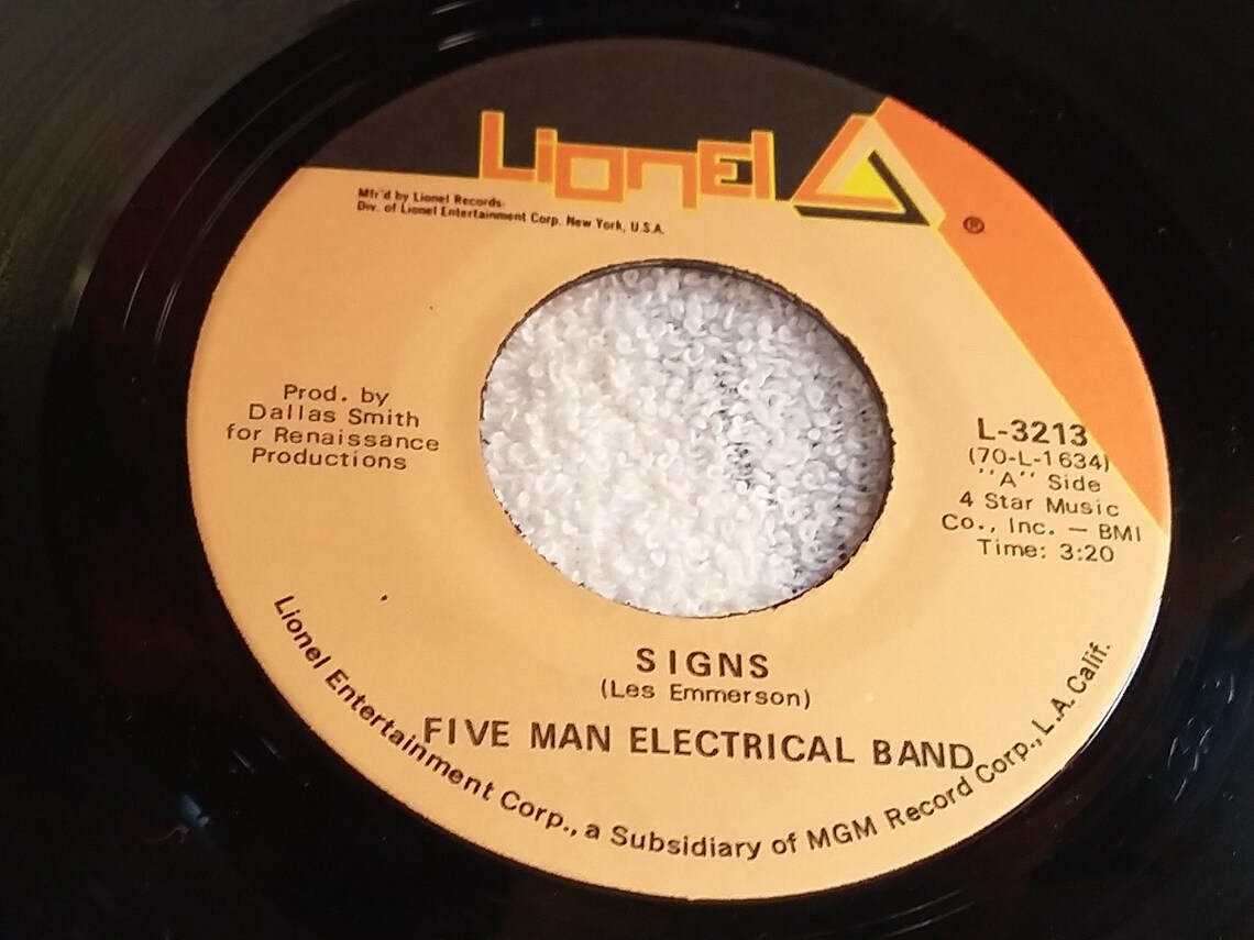 Five Man Electrical Band Signs / Hello Melinda Goodbye Lionel Etsy