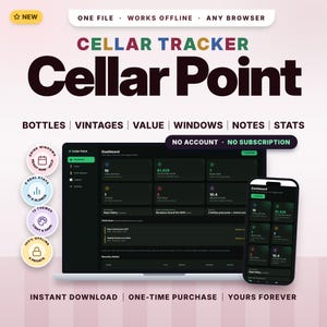 Wine & Spirits Collection Tracker App | Offline, No Subscription | Always Know What's in Your Cellar | Cellar Point
