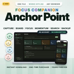Brain Dump, Triage Board & Focus Timer | Offline Web App | Quiet the Racing Thoughts and Pick What Matters | Anchor Point