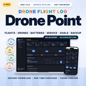 Vluchtlogboek en onderhoudstracker voor RC-drones | Offline webapp | Vraag je nooit meer af wanneer je je drone voor het laatst hebt laten onderhouden | Drone Point