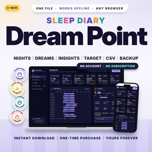 Dream Point Sleep Diary & Dream Journal – Offline Tracker, No Subscription (Digital Download)