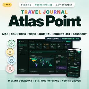 Reisetagebuch, Rubbelkarte & Wunschliste | Offline-Web-App | Verwandle jede Reise in eine Karte, auf die du stolz sein kannst | Atlas Point