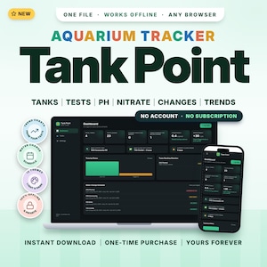 Freshwater Aquarium Water Change & Parameter Log | Offline Web App | Keep Your Fish Tank Healthy and Your Mind Calm | Tank Point