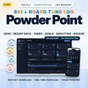 Ski-Tuning-Protokoll, Snowboard-Tuning-Protokoll, Skisaison-Protokoll, Skiausrüstungs-Tracker | Offline-App, kein Abo erforderlich | Powder Point