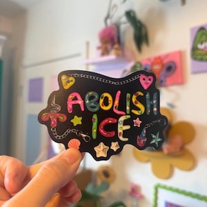 Abolish Ice Sticker, 4x3 inches vinyl sticker junk journal art