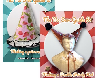 Deluxe Digital Download. The No Sew Guide Pattern to Making A Double Pointed Hat and the Princess Gnome Hat Pattern, hennin, clown, princess