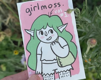 Girlmoss 1 page foldable zine, digital download.