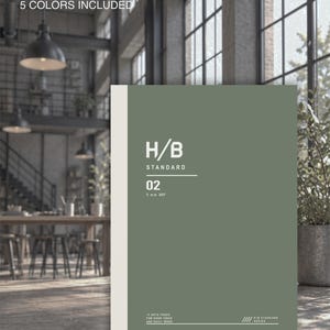 May include: A sage green dot notebook with a white spine. The cover features white text reading THE PRIMAL EARTH DOT NOTEBOOK 5 COLORS INCLUDED, H/B STANDARD 02 5 MM DOT, 10 NOTE PAGES FOR GOOD IDEAS AND DAILY WORK, and H/B STANDARD SERIES.