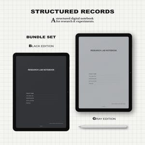 Structured Research Lab Notebook | Hyperlinked A4 Grid PDF (Black/Gray)