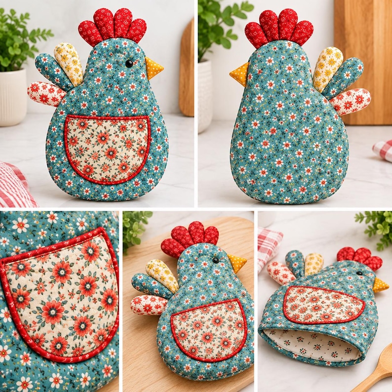 Instant Download Sewing Pattern Chicken Oven Mitt Sewing Pattern PDF, Chicken Potholder Pattern ...