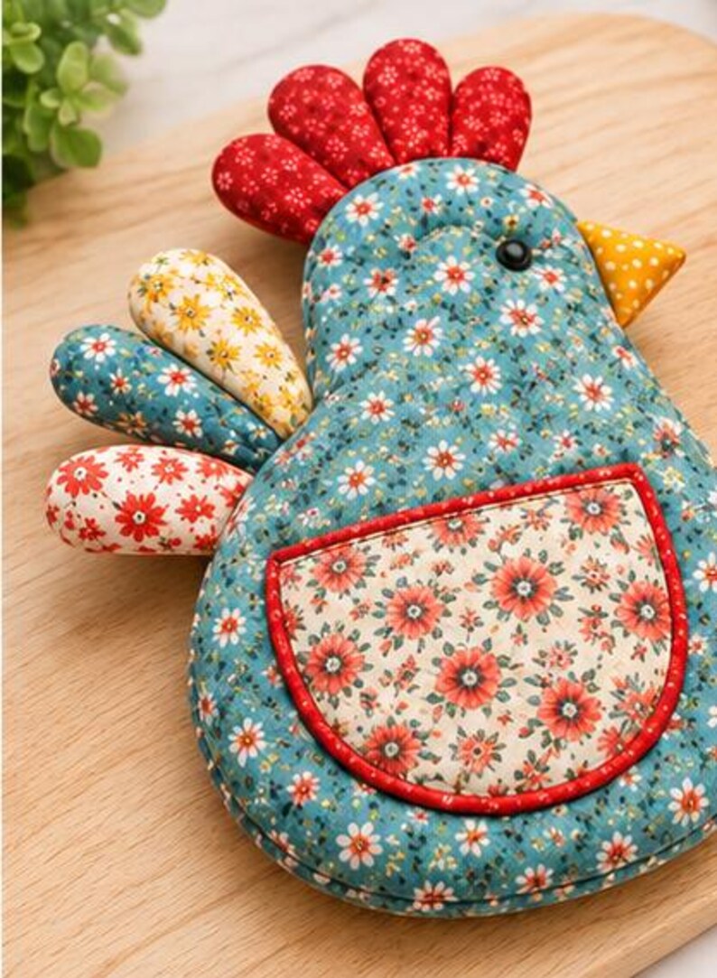 Instant Download Sewing Pattern Chicken Oven Mitt Sewing Pattern PDF, Chicken Potholder Pattern ...