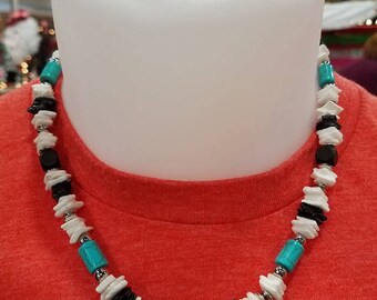 CLEARANCE - Men's Turquoise and White Necklace