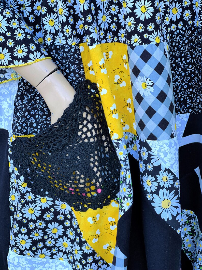 1X Unique Cotton Patchwork Dress Daisy and Bee Floral Maxi - Etsy