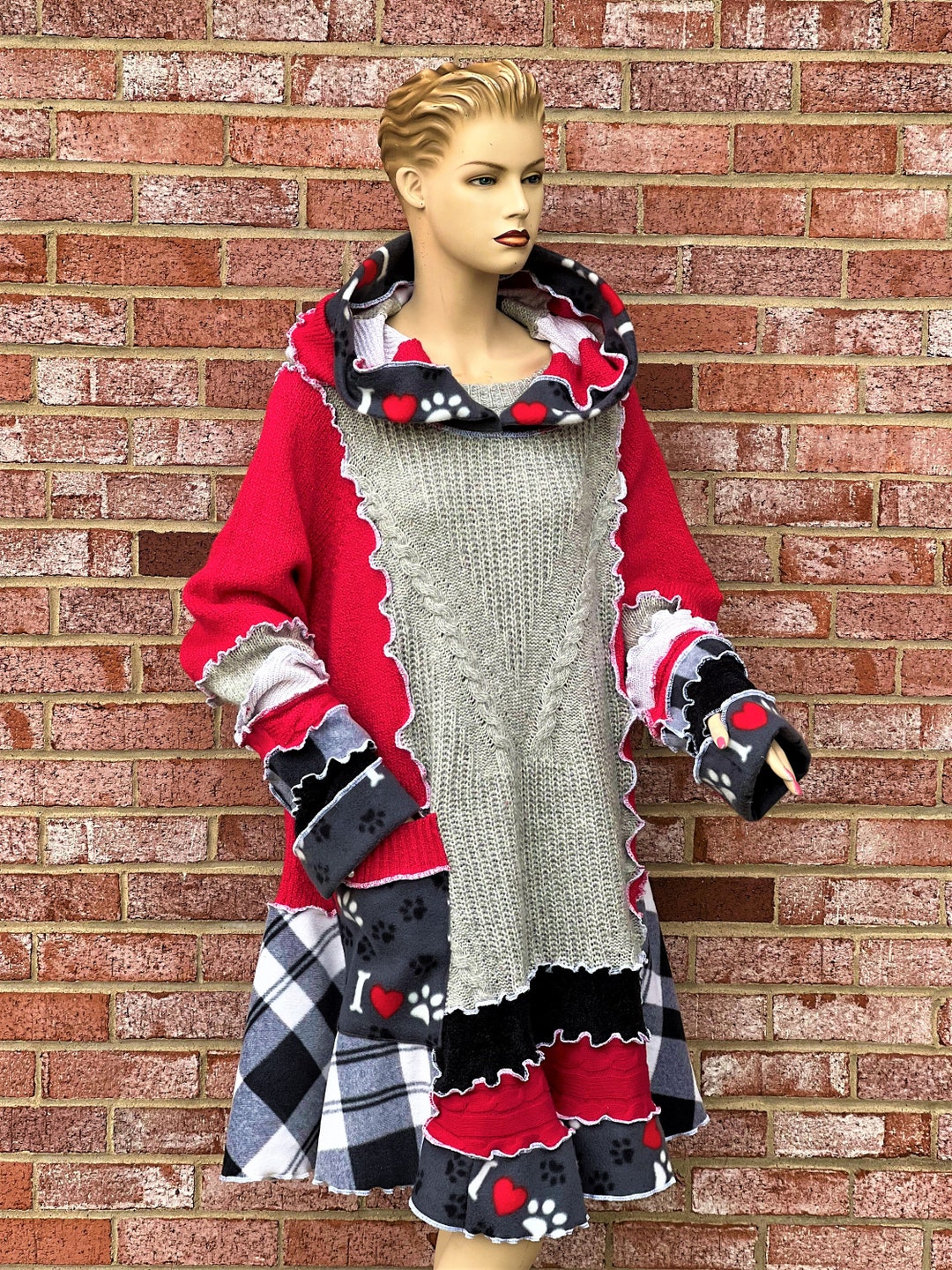 Plus Size 3X/4X Sweater Hoodie Dress Dog Lover Gift Upcycled Etsy