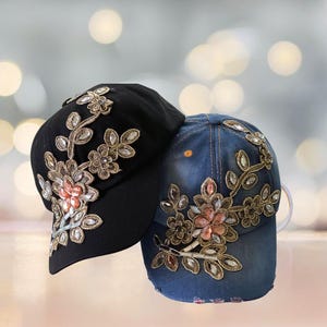 Rhinestone Denim Cap - Etsy display picture 3
