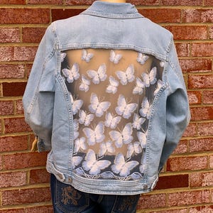 Bohemian Lace Denim Jacket: Butterfly Embroidery, Festival Style