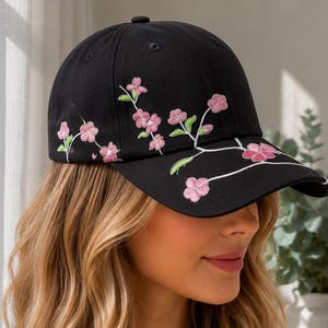 Friend Keepsake Black Embroidered Hat Thinking of You Gift for Breast Cancer Support Ribbon Gifts Idea Cotton Baseball Cap Woman Headwear