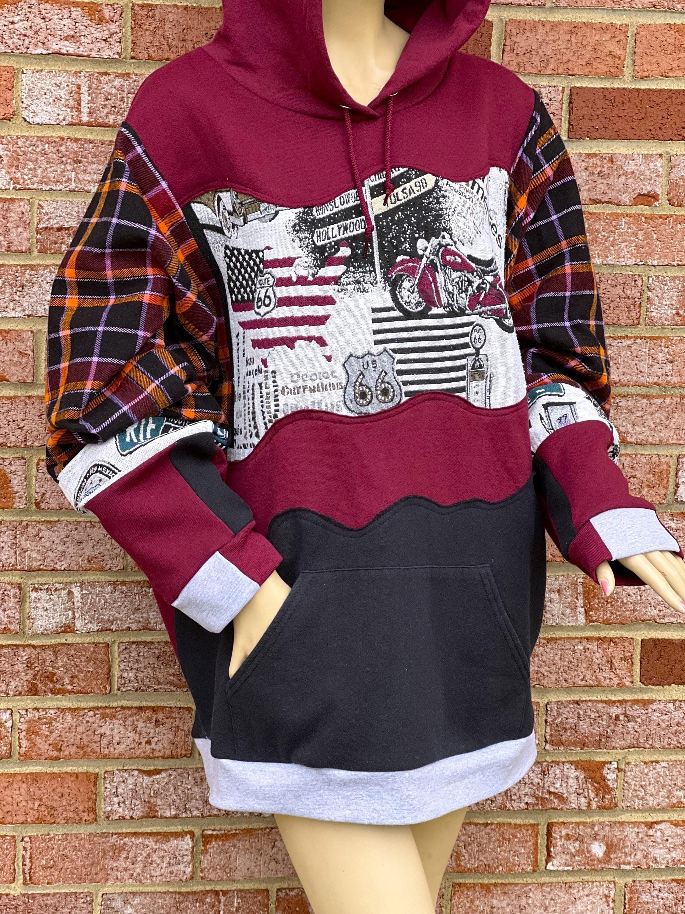 Oversized Patchwork Hoodie Unisex Whimsical Trendy