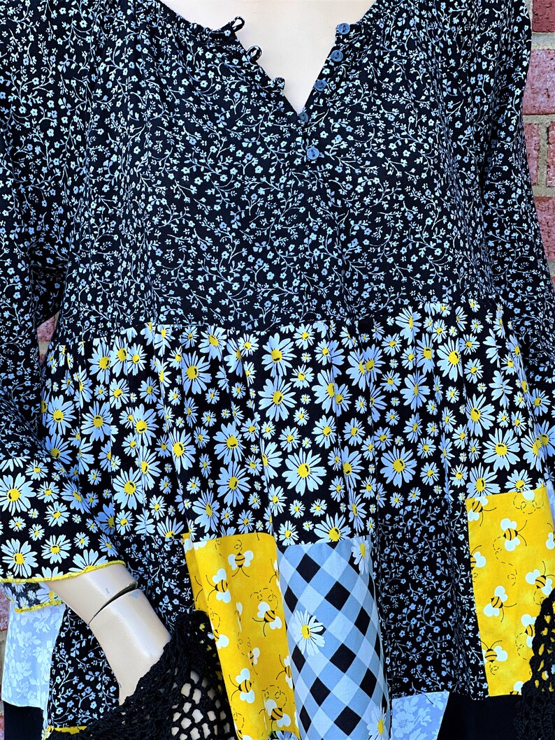 1X Unique Cotton Patchwork Dress Daisy and Bee Floral Maxi - Etsy