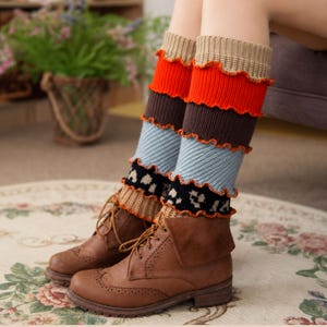 Upcycled Knit Leg Warmers Nature Lover Fall Boot Traveler Gear Toppers Handmade Reclaimed Sweaters Legwear Hikers Dog Walker Handmade Gift