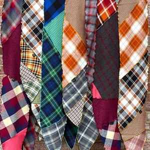 Bufanda única de patchwork a cuadros de algodón, chal colorido estilo boho Crazy Quilt.